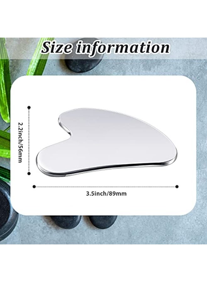 Generic Stainless steel gua sha tool for facial lifting, skin care, body, eye and neck massage - Silver Handmade Nuanshu Heart Model Travel Bag  - Image 2