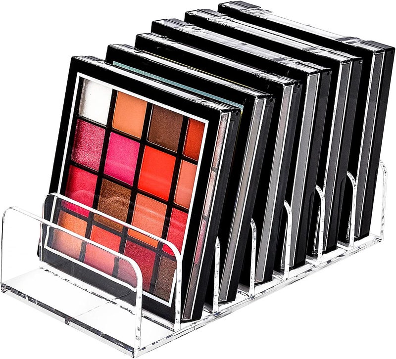 JessLab Eyeshadow Palette Makeup Organizer Acrylic 7Section Divided Make up Organizers and storage for Bathroom Vanity Countertop Transparent S