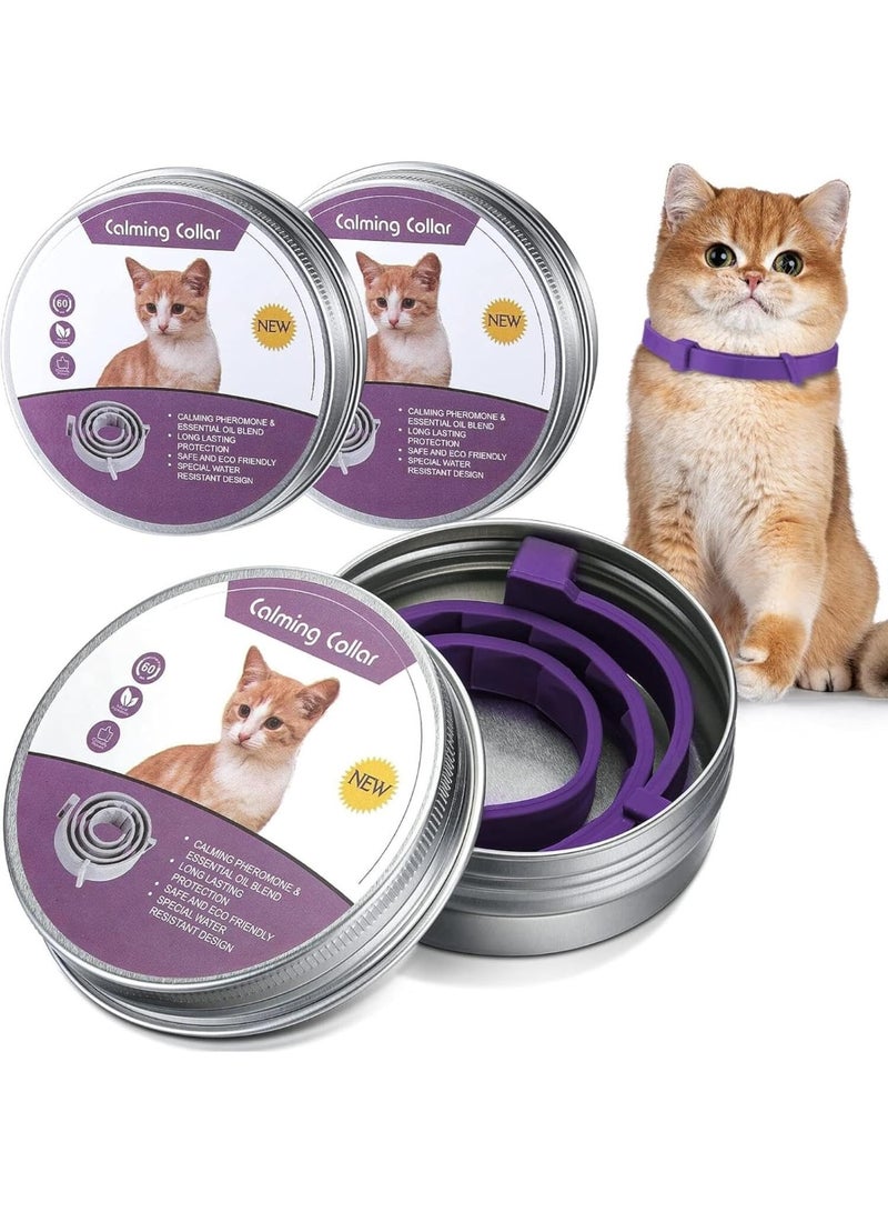 Y&D 3 Pcs Cat Adjustable Calming Collar, Reduce Anxiety Cat Collars for Pets, Calm Collar Pacify Kitten, Suitable for Small, Medium and Large Cats, 15 Inches (Purple) - Image 1