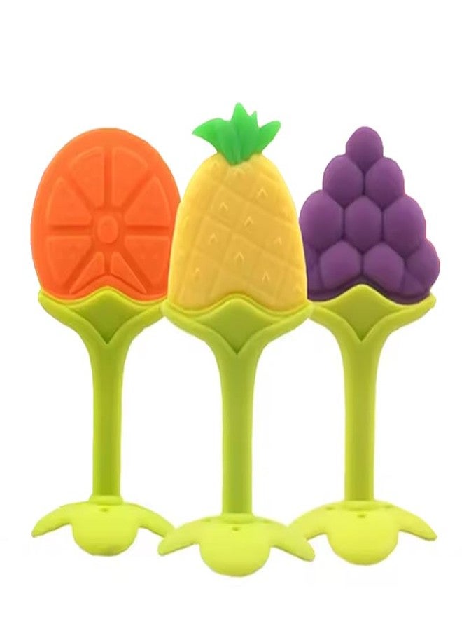 Fimalia Silicone Baby Teething, Fruit Shape Toy for 0-12 Months, BPA Free Silicone Soothing Teether Soft & Safe Gum Relief Toy (Multicolor) (Pack of 3) - Image 1