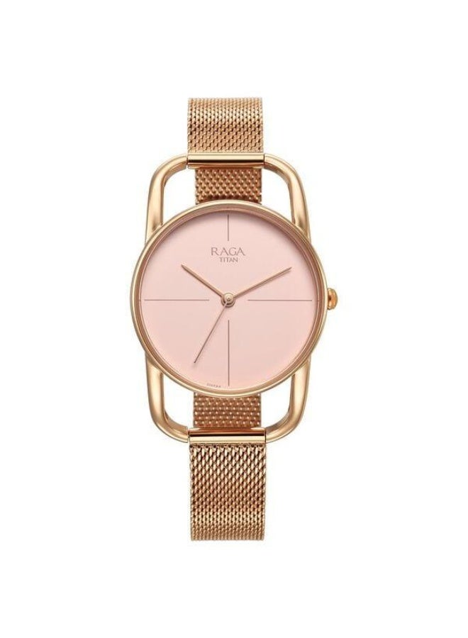 TITAN Raga Chic Quartz Analog Pink Dial Rose Gold Metal Strap Watch for Women - 2696WM01 - Image 1
