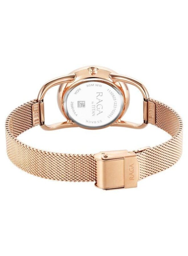 TITAN Raga Chic Quartz Analog Pink Dial Rose Gold Metal Strap Watch for Women - 2696WM01 - Image 5