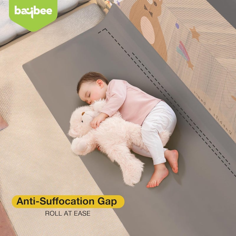 BAYBEE Baby Bed Rail Guard for Baby Safety with 28 Height Adjustable Portable Bed Side Protector for Baby Falling Foldable Single Side Bed Railing for Baby Toddler 1 Side GreyWhite 150x80cm - Image 2