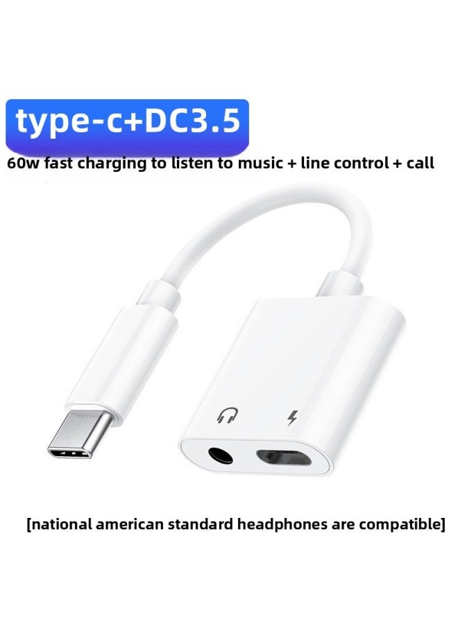 Type-c Mobile Phone Adapter For Apple Huawei 35mm Headset Song Call Adapter Wholesale-Interface Form:Typec+dc3.5 Interface 【pd60w Fast Charge】 - Image 1