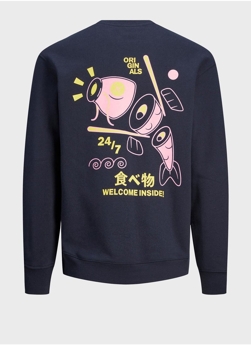 JACK & JONES - Casual Printed Crew Neck Sweatshirt - Image 1
