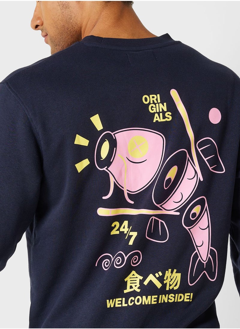 JACK & JONES - Casual Printed Crew Neck Sweatshirt - Image 1