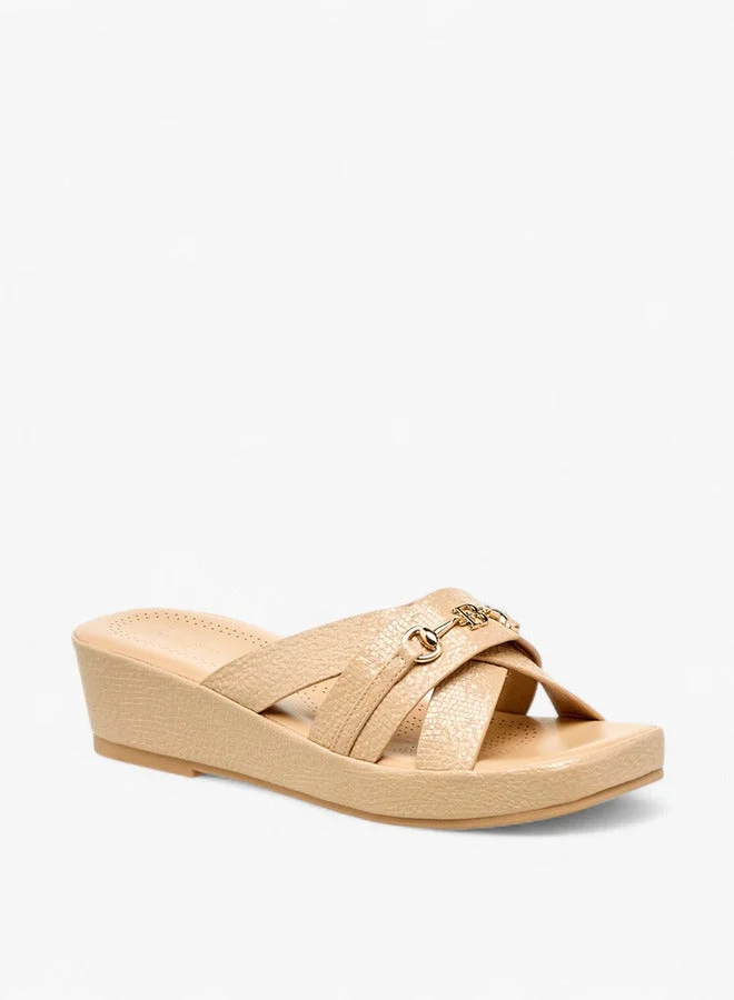 Women Textured Cross Strap Sandals