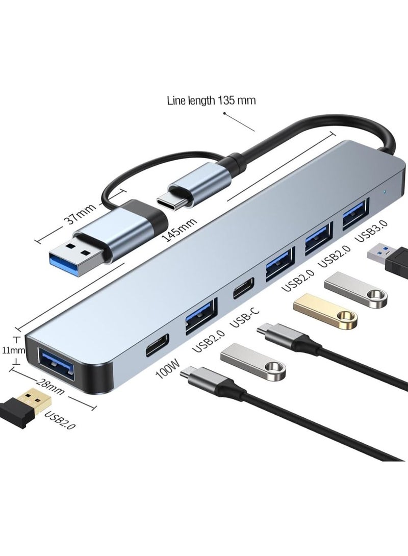 7-in-1 USB-C Hub with SD/TF Card Reader - Dual USB 3.0 & Type-C Ports, 5W Fast Charging | Compact Multi-Port Adapter for Laptop, iPad, Phone (1.46x5.71 Inches) - Image 3