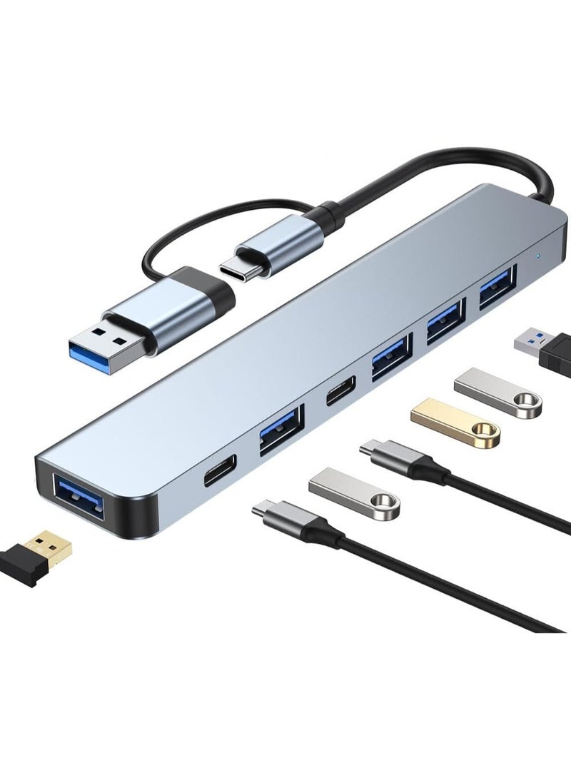 7-in-1 USB-C Hub with SD/TF Card Reader - Dual USB 3.0 & Type-C Ports, 5W Fast Charging | Compact Multi-Port Adapter for Laptop, iPad, Phone (1.46x5.71 Inches) - Image 1