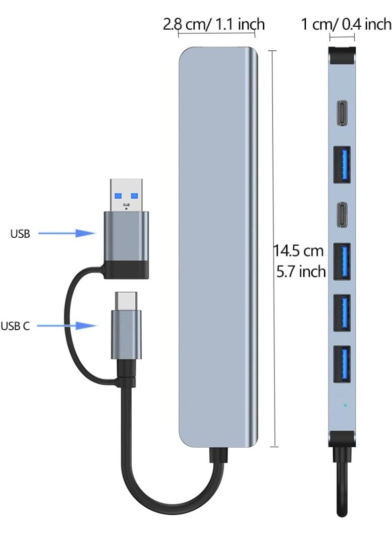 7-in-1 USB-C Hub with SD/TF Card Reader - Dual USB 3.0 & Type-C Ports, 5W Fast Charging | Compact Multi-Port Adapter for Laptop, iPad, Phone (1.46x5.71 Inches) - Image 5