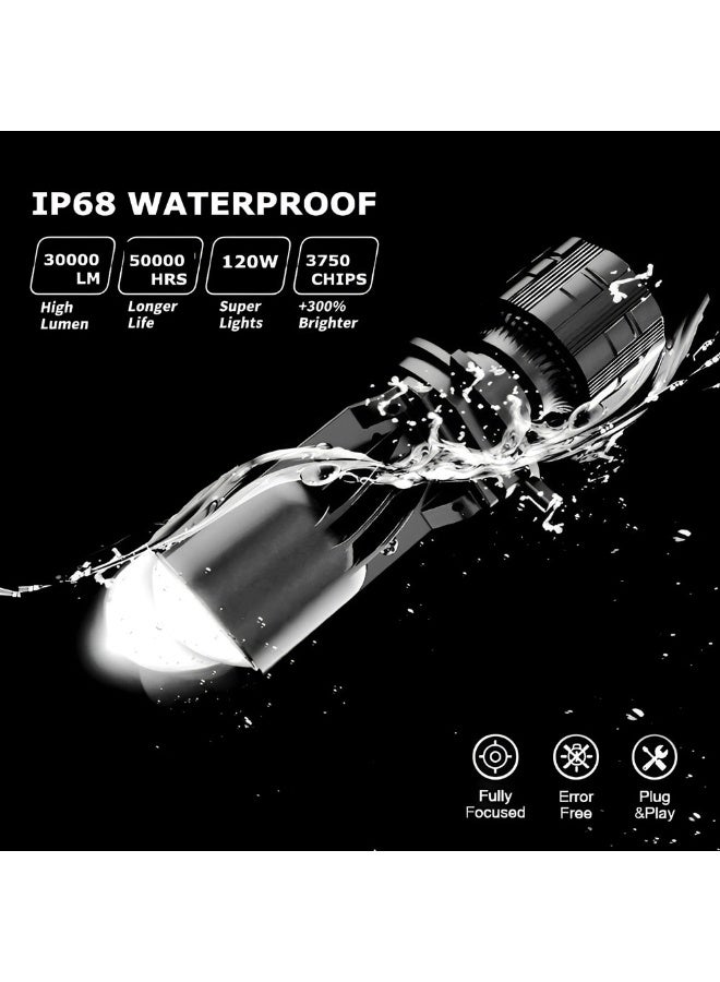 H4 LED Headlight Bulbs with Mini Projector Lens, 30000LM Extremely Bright 6000K White Hi Lo Beam, Clear Cut Off Line, H4 9003 HB2 Plug and Play LED Headlight Retrofit Kit, 2 Pcs - Image 5