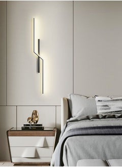 fashionhome مجموعة من 2 تركيبات إضاءة جدارية خطية حديثة ومبتكرة بزاوية 360 درجة، مصباح جداري معدني طويل الشريط، مصابيح LED لغرفة المعيشة، شمعدانات جدارية لغرفة النوم، للحمام، المدخل 15 × 60 سم  - Image 5