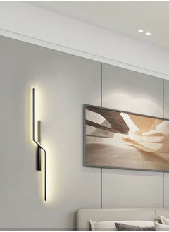 fashionhome مجموعة من 2 تركيبات إضاءة جدارية خطية حديثة ومبتكرة بزاوية 360 درجة، مصباح جداري معدني طويل الشريط، مصابيح LED لغرفة المعيشة، شمعدانات جدارية لغرفة النوم، للحمام، المدخل 15 × 60 سم  - Image 3
