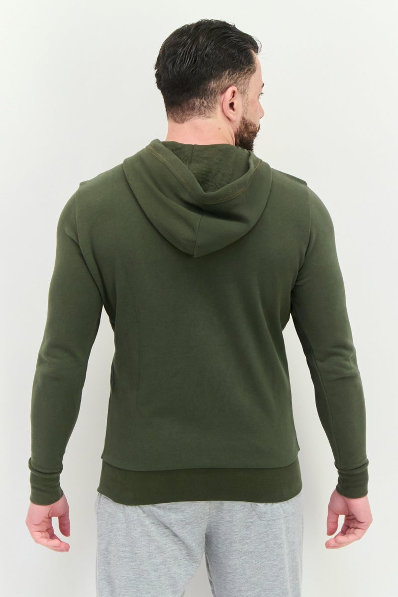 KANGOL Men Hooded Embroidered Logo Long Sleeves Hoodie, Olive - Image 3