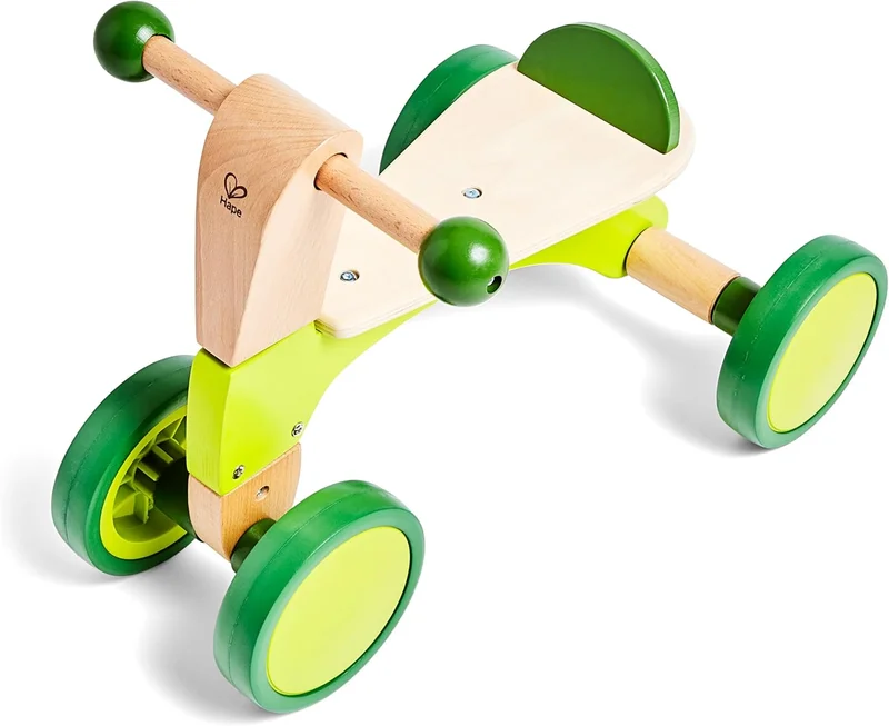 Hape Hape Scoot Around Ride On Wood Bike - Award Winning Four Wheeled Wooden Push Balance Bike Toy for Toddlers with Rubberized Wheels, Bright Green