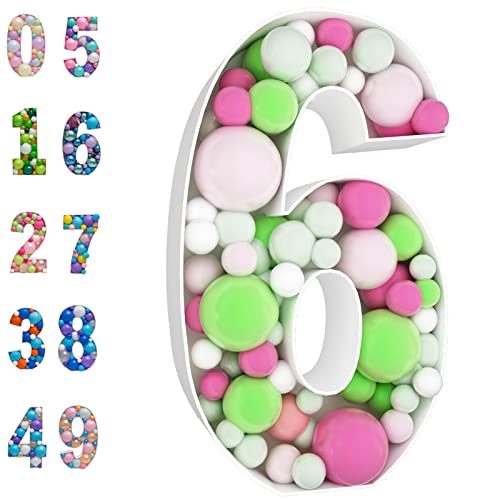 JoyBox Design 3FT Mosaic Balloon Frame Number 6 PreCut Kit Foam Board DIY Craft Kit for Birthday Decoration - Image 1