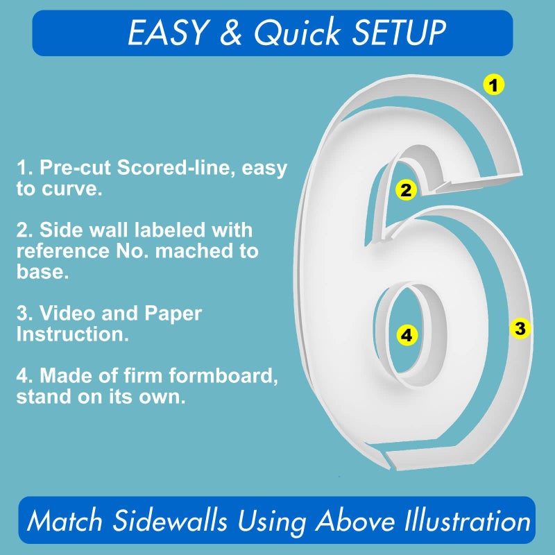 JoyBox Design 3FT Mosaic Balloon Frame Number 6 PreCut Kit Foam Board DIY Craft Kit for Birthday Decoration - Image 3