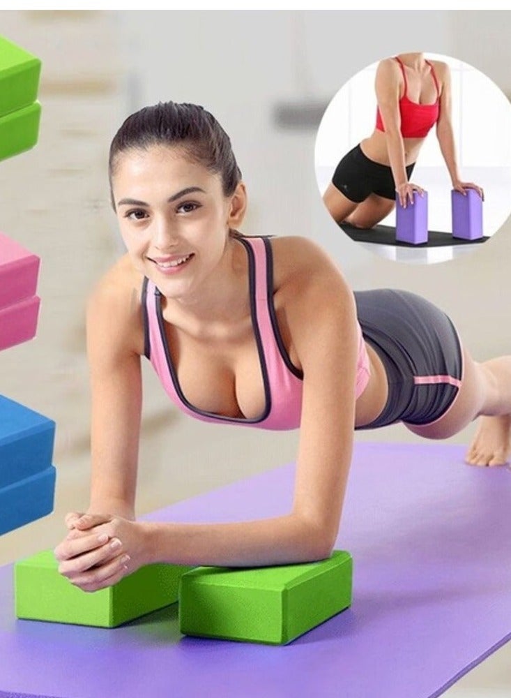 QUTOOB 2Pcs Yoga Block For Yoga, Pilates, Meditation, Fitness Exercise, Aid Balance, Support and Deepen Poses, Beveled Edges and Non Slip Makes It Extra Comfortable, Premium High Density EVA Foam Yoga Block  - Image 2