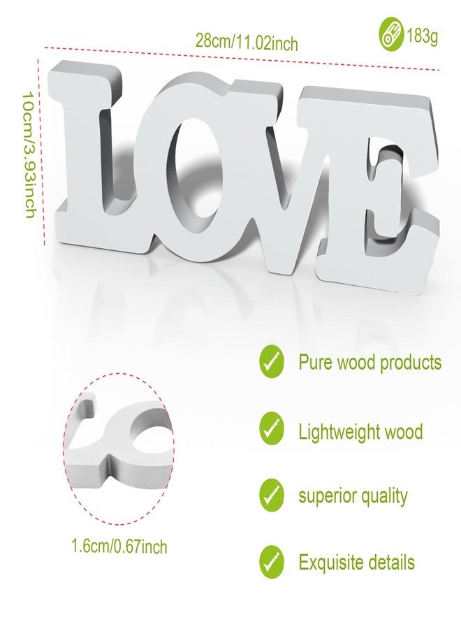 LLPMutu Valentines Day Decorations Love Sign Wooden Blocks V-day Gift Freestanding Love Letter Table Top Decor Romantic Table Red Sign LOVE Words Shape for Home Party Wedding Anniversary Table Decor (White) - Image 4