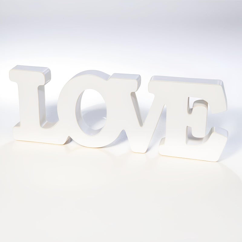 LLPMutu Valentines Day Decorations Love Sign Wooden Blocks V-day Gift Freestanding Love Letter Table Top Decor Romantic Table Red Sign LOVE Words Shape for Home Party Wedding Anniversary Table Decor (White) - Image 1