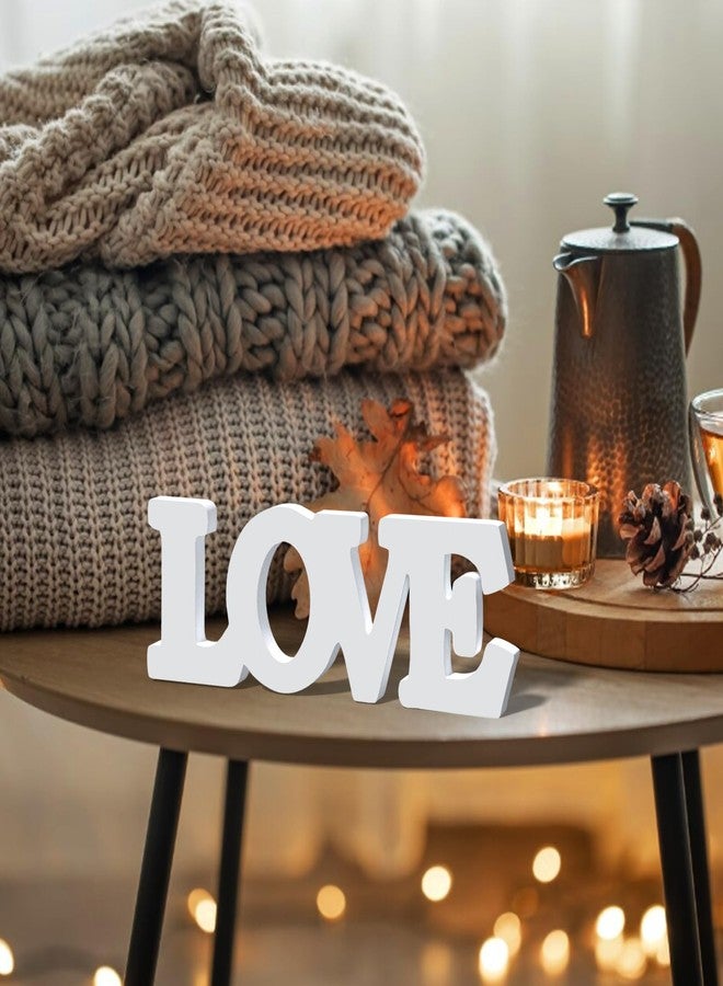LLPMutu Valentines Day Decorations Love Sign Wooden Blocks V-day Gift Freestanding Love Letter Table Top Decor Romantic Table Red Sign LOVE Words Shape for Home Party Wedding Anniversary Table Decor (White) - Image 3
