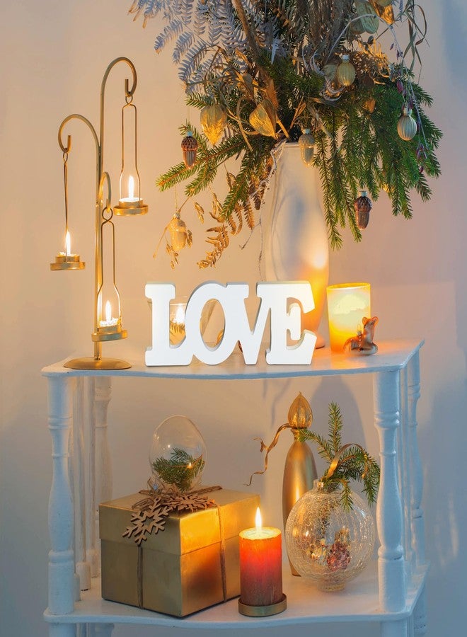 LLPMutu Valentines Day Decorations Love Sign Wooden Blocks V-day Gift Freestanding Love Letter Table Top Decor Romantic Table Red Sign LOVE Words Shape for Home Party Wedding Anniversary Table Decor (White) - Image 2