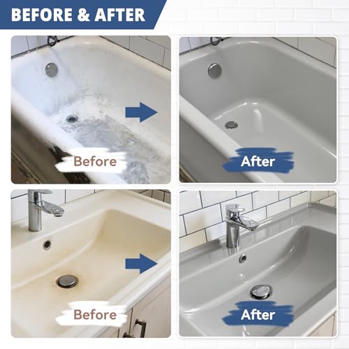 DWIL Tub Paint, Tub and Tile Refinishing Kit with Tools, Bathtub Paint Water Based &Low Odor, Easy to Use for Sink Bathroom Shower, Light Grey 35oz/50-55sq.ft - Image 4
