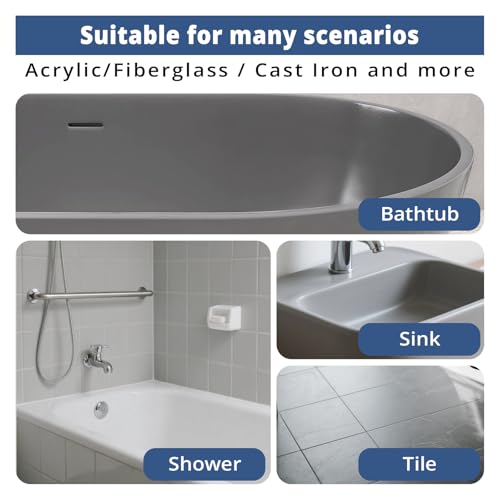 DWIL Tub Paint, Tub and Tile Refinishing Kit with Tools, Bathtub Paint Water Based &Low Odor, Easy to Use for Sink Bathroom Shower, Light Grey 35oz/50-55sq.ft - Image 5