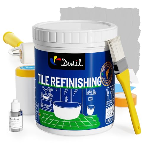 DWIL Tub Paint, Tub and Tile Refinishing Kit with Tools, Bathtub Paint Water Based &Low Odor, Easy to Use for Sink Bathroom Shower, Light Grey 35oz/50-55sq.ft - Image 1