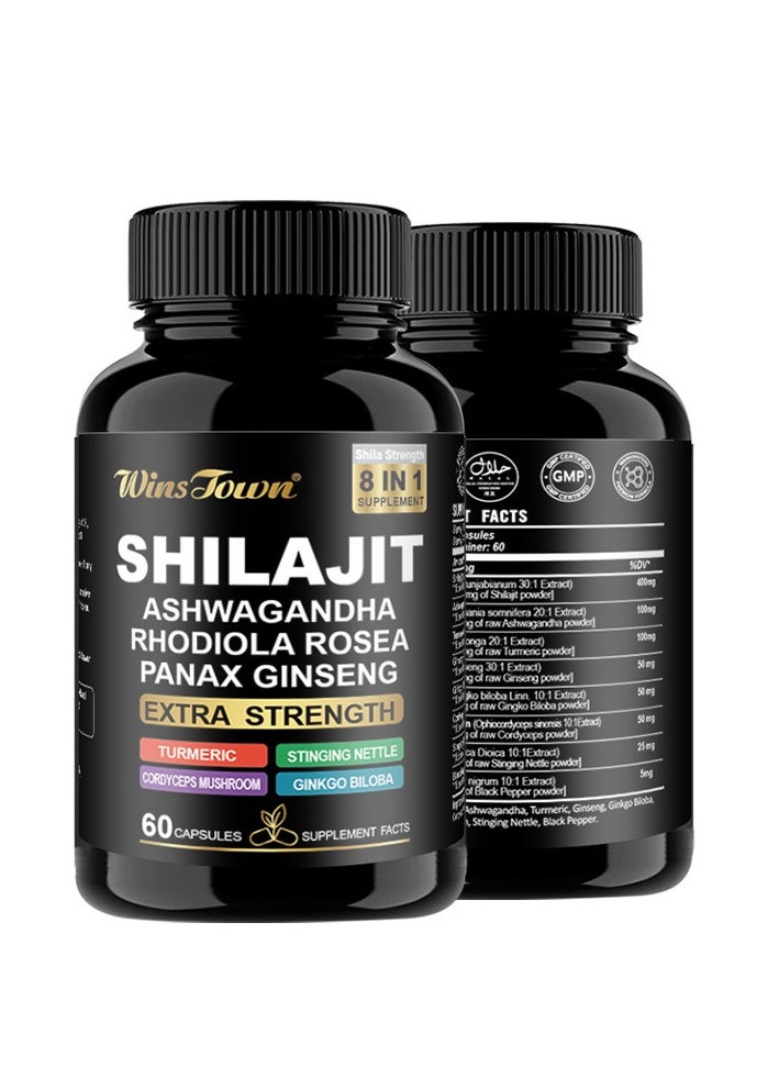 Wins Town 8-in-1 Herbal Capsules with Shilajit, Ashwagandha & Turmeric｜High Potency Extract｜Enhanced Absorption ｜60 Capsules  - Image 3