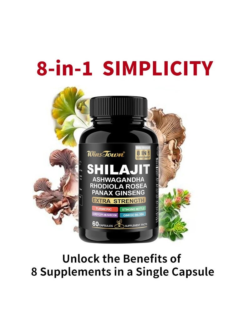 Wins Town 8-in-1 Herbal Capsules with Shilajit, Ashwagandha & Turmeric｜High Potency Extract｜Enhanced Absorption ｜60 Capsules  - Image 5