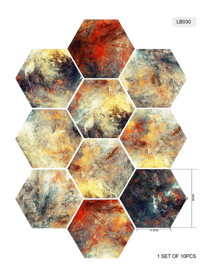 Bluejw Wholesale Bathroom Kitchen Wall Stickers Non-slip Six Sides Floor Stickers Hexagonal Tile Stickers Style Summary LB001-040 - Image 1