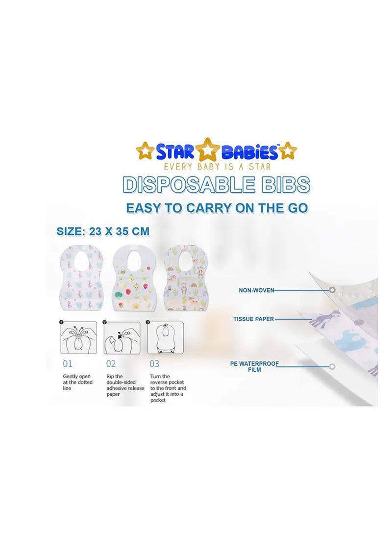 Star Babies - Disposable Bibs Pack of 15 - Animals - Image 3
