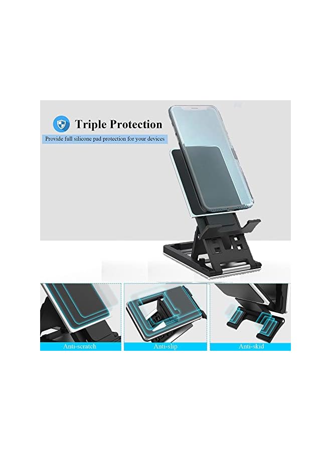 PYLCO SMART Phone Stand for Mobiles - Tablet Holder Stand for Desk Adjustable and Foldable - Mobile Phones Stand Holders Compatible for All New iPads iPhone 13 12 Pro Samsung S22 S21 Ultra (Black 1-Pack) - Image 5
