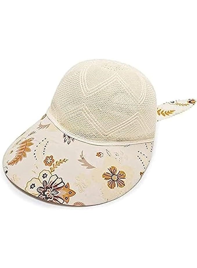 Girls' Summer Mesh Cap with Floral Print – Lightweight Breathable Hat with Cute Ear Detail for Stylish Outdoor Days-design may vary - Image 1