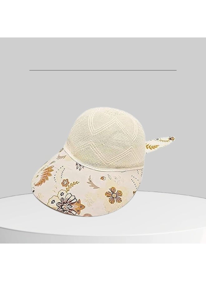 Girls' Summer Mesh Cap with Floral Print – Lightweight Breathable Hat with Cute Ear Detail for Stylish Outdoor Days-design may vary - Image 5