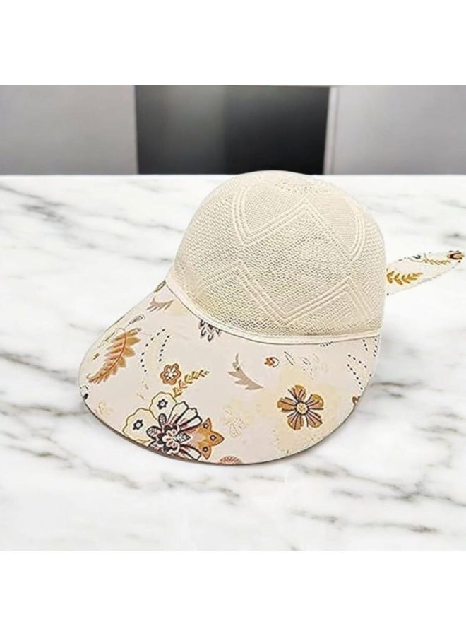Girls' Summer Mesh Cap with Floral Print – Lightweight Breathable Hat with Cute Ear Detail for Stylish Outdoor Days-design may vary - Image 2