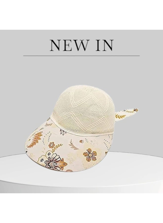 Girls' Summer Mesh Cap with Floral Print – Lightweight Breathable Hat with Cute Ear Detail for Stylish Outdoor Days-design may vary - Image 4