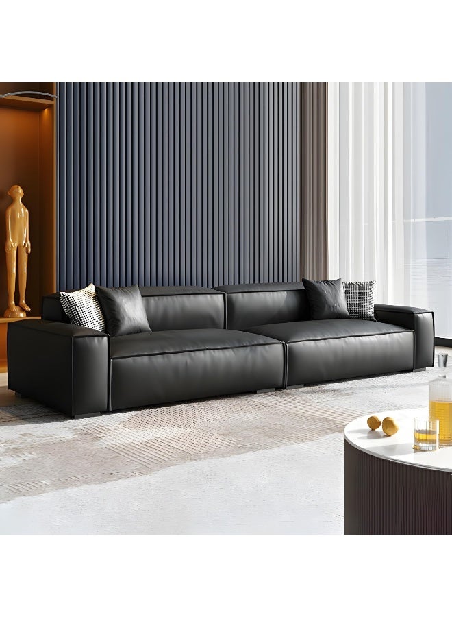 Comfynest Comfynest Contemporary Faux Leather Standard Sofa In Black With Square Arm  - Image 2