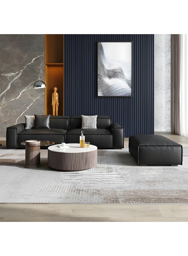 Comfynest Comfynest Contemporary Faux Leather Standard Sofa In Black With Square Arm  - Image 4