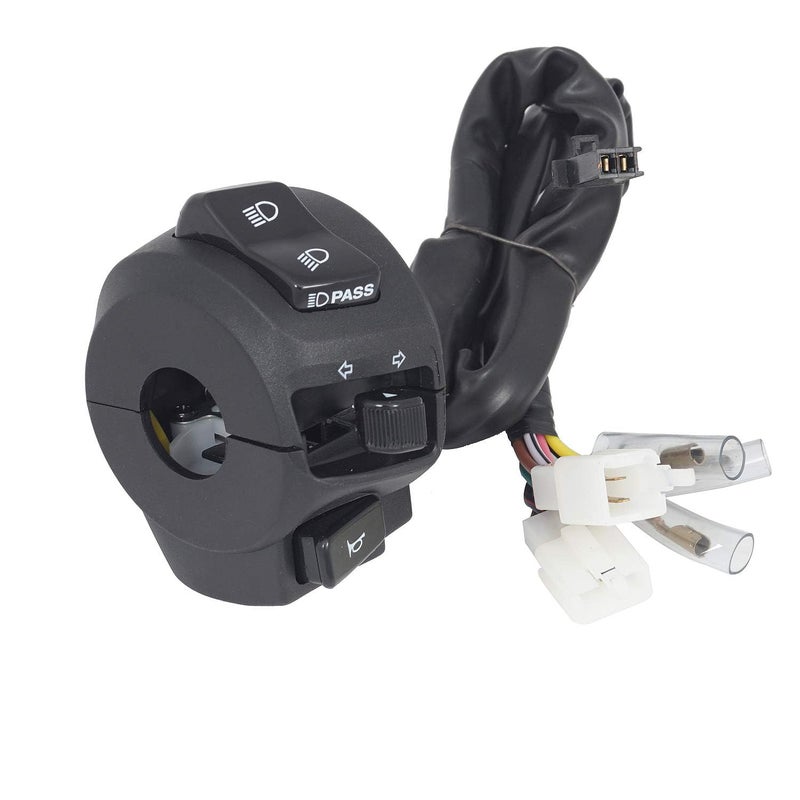 UNO Minda "Uno Minda SW-0639AB-M01 Handle Bar Switch (Left Hand Side) With Self Start- 4 Pin Male White Coupler, 3 Pin Male White Coupler, 3 Pin Bullet Terminals For Yamaha R15 New" - Image 1
