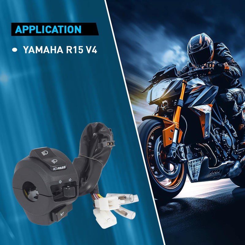 UNO Minda "Uno Minda SW-0639AB-M01 Handle Bar Switch (Left Hand Side) With Self Start- 4 Pin Male White Coupler, 3 Pin Male White Coupler, 3 Pin Bullet Terminals For Yamaha R15 New" - Image 3