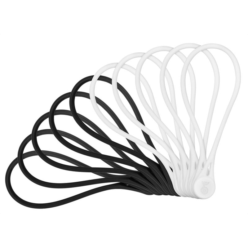 Cable Matters 10-Pack Ultra Strong Silicone Magnetic Cable Ties, Magnetic Cord Ties/ZipTies/Cord Organizer, Black and White - Image 1