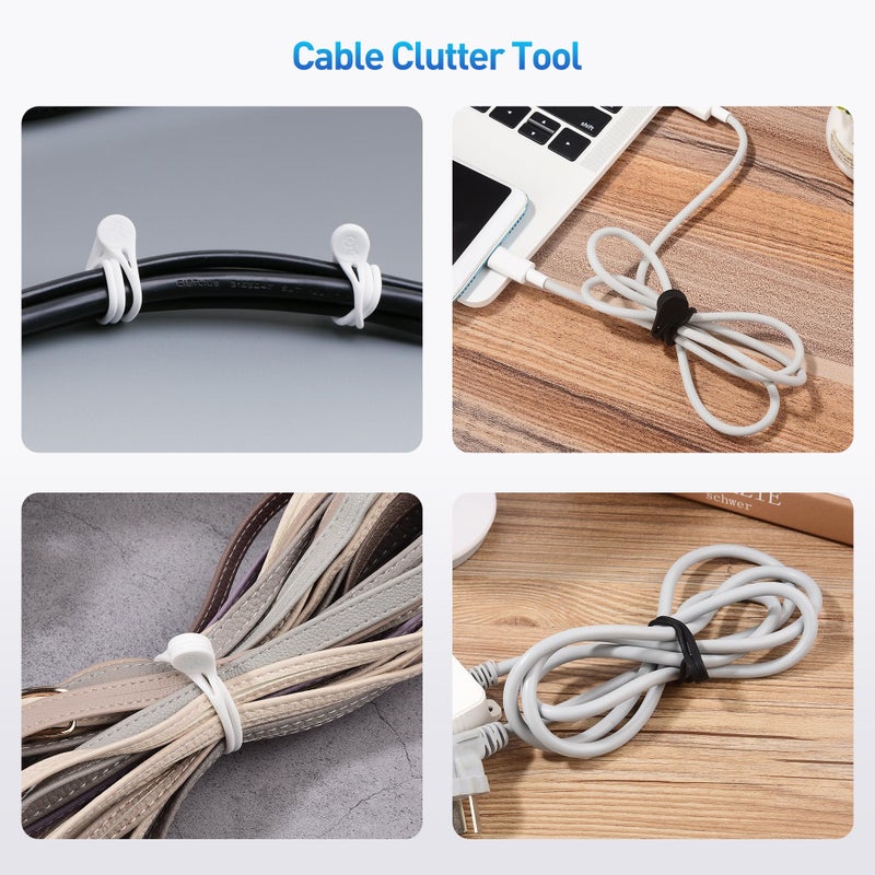 Cable Matters 10-Pack Ultra Strong Silicone Magnetic Cable Ties, Magnetic Cord Ties/ZipTies/Cord Organizer, Black and White - Image 3