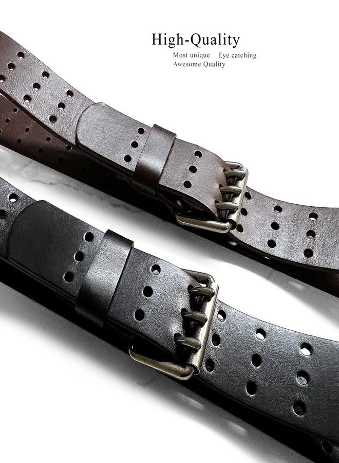 بيلتس.كوم حزام جينز كاجوال من قطعة واحدة من الجلد الطبيعي المحبب بالكامل من Belts.com طراز BS200، بتصميم عتيق، عرض 1-3/4 بوصة (45 مم) (أسود، 34) - Image 2