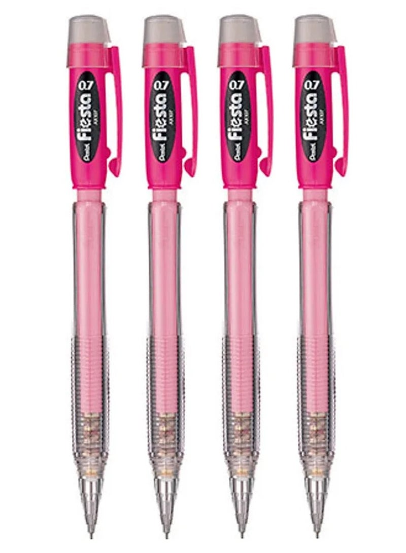 Pentel 4-Piece Fiesta Mechanical Pencil 0.7mm Tip Pink Body - Image 1