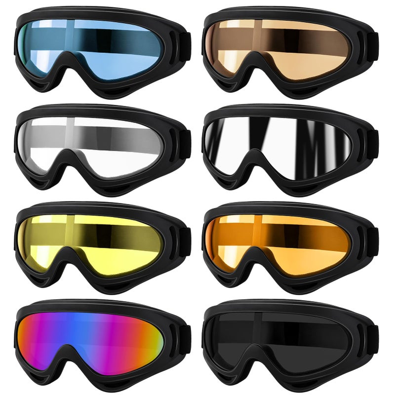 ZhouBoat Ski Goggles, 8 Pack Snowboard Goggles for Men Women Kids, Skiing Snowboard Motorcycle Glasses for Adult Youth, Colorful - Image 1