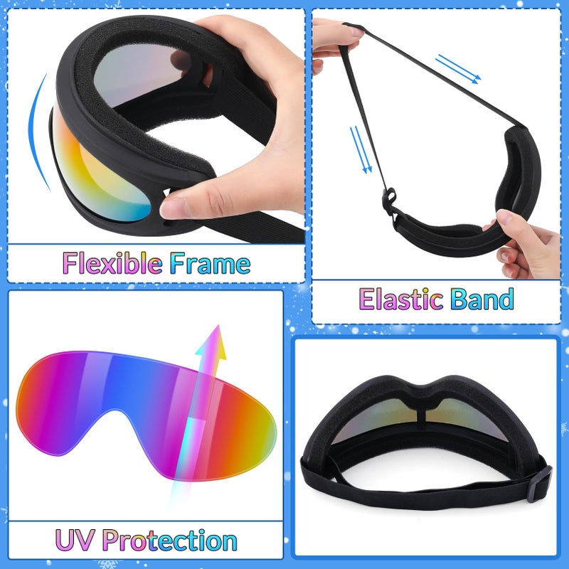 ZhouBoat Ski Goggles, 8 Pack Snowboard Goggles for Men Women Kids, Skiing Snowboard Motorcycle Glasses for Adult Youth, Colorful - Image 2