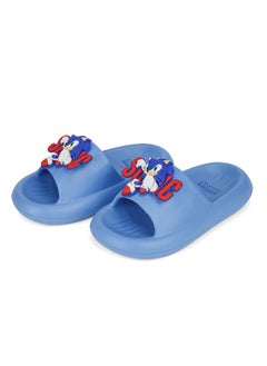 UrbanHaul UrbanHaul Boys Sega Sonic Print Slip on Sliders For Kids Suitable for Daily Use :- Blue  - Image 1