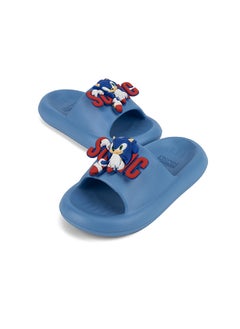 UrbanHaul UrbanHaul Boys Sega Sonic Print Slip on Sliders For Kids Suitable for Daily Use :- Blue  - Image 2